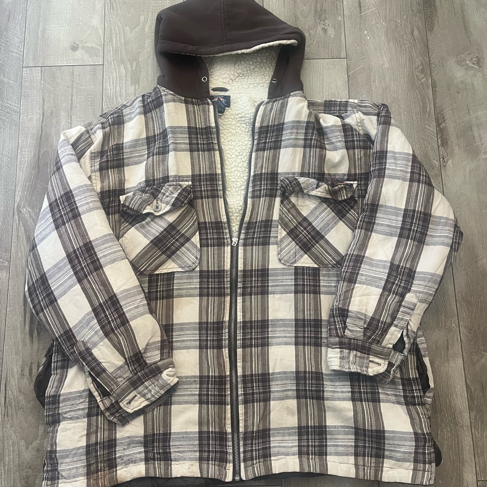 Dickies Black and White Plaid Hooded Jacket